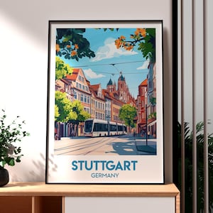 Stuttgart Travel Print - Germany Wall Art - Germany Poster - Travel Wall Art  - Gift for Traveller - Stuttgart City Art - Stuttgart Germany
