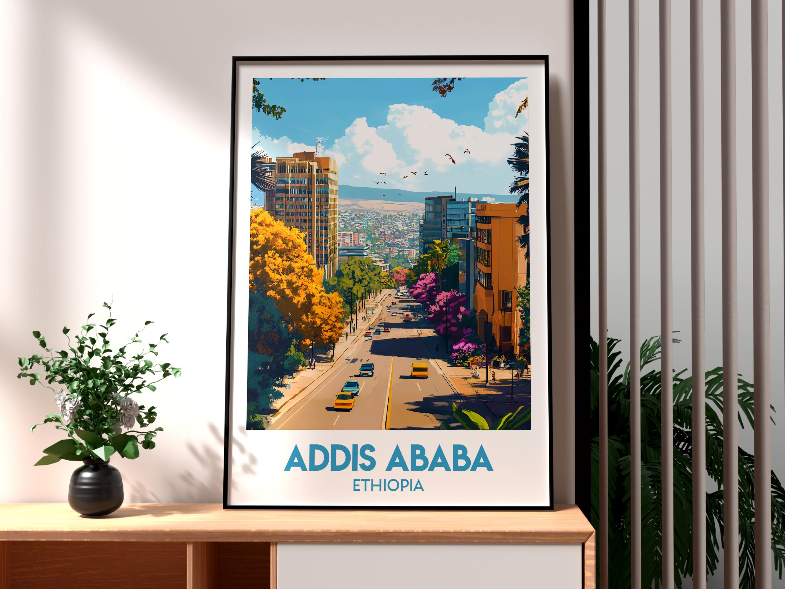 Addis Ababa Poster - Ethiopia Print - Addis Ababa Travel Wall Art - Africa Travel Art - Ethiopia Art - Africa Poster - African City Art