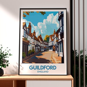 Guildford Print - Guildford Wall Art - Guildford England Poster - Travel Wall Art - UK Town Poster - Guildford Art - Surrey Travel Art