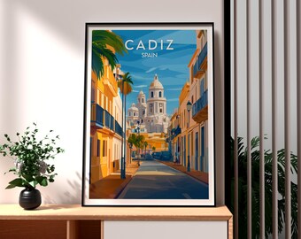 Kunstafdruk Cadiz, Spanje: Andalusische reisposter