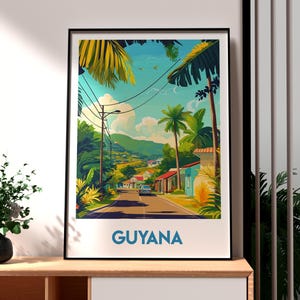 Guyana Poster - Guyana Art - Guyana Travel Print - Guyana Wall Art - Georgetown Guyana Travel Print - Backpacking Poster - South America Art