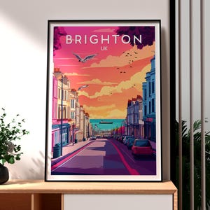 Brighton Print - Brighton Wall Art -  Brighton Pier Poster - Travel Wall Art - UK Seaside Poster -Brighton Beach Poster - Brighton City Art