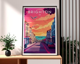Brighton UK Travel Poster: Modern Seaside Wall Art