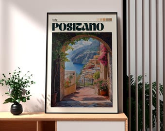Positano Print: Amalfi Coast Italy Travel Poster