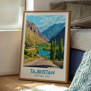 Tajikistan Print - Tajikistan Wall Art - Tajikistan Travel Poster - Travel Wall Art - Europe Poster - Central Asia Wall Art - Tajikistan Art