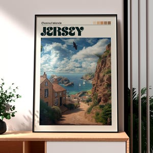 Póster de Jersey - Arte mural de Jersey - Islas del Canal - Póster de St. Ouen - Impresión de la isla de Jersey - Póster de la playa de Jersey - Arte mural de Jersey