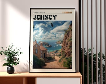 Póster de la isla de Jersey: Impresión de la playa de St. Ouen, Islas del Canal