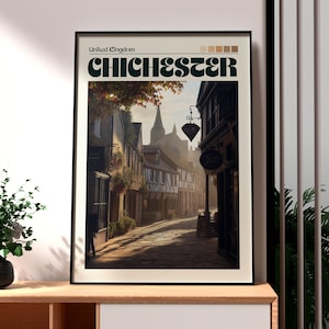 Chichester Travel Print - Chichester City Wall Art -  West Sussex Poster - UK City Art - UK Nature Poster - Chichester Cathedral Wall Art