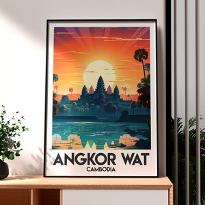 Angkor Wat Print - Cambodia Wall Art - Cambodia Poster - Siem Reap Wall Art - SE Asia Travel Poster - Angkor Wat Temple Print - Cambodia Art