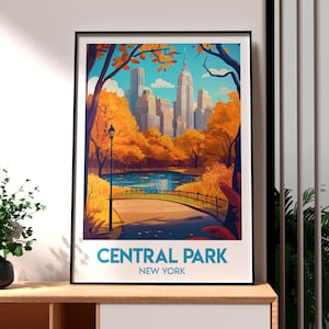 Central Park Print - New York Wall Art -  New York Skyscraper Poster - Travel Wall Art - USA Travel Poster - Central Park Art - NY Poster