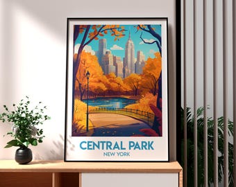Central Park New York Poster: Travel Wall Art Print