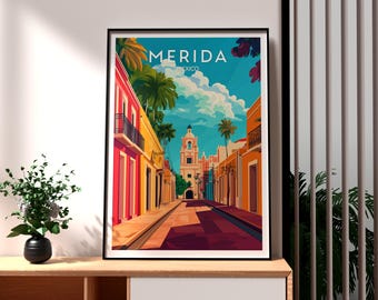 Merida Mexico Art Print: reisposter, muurdecoratie Yucatan