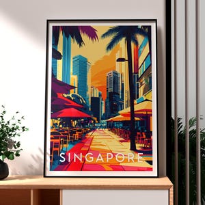 Singapore Poster - Singapore Wall Art - Singapore Monorail - Marina Bay Wall Art - Singapore Travel Print - Singapore City Art - Singapore