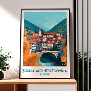 Bosnia and Herzegovina Wall Art - Mostar Poster - Neretva River - Stari Most Bridge - Bosnia Poster - Mostar Wall Art Europe Herzegovina