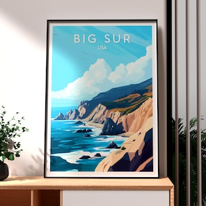 Impresión de Big Sur - Arte mural de California - Póster de Big Sur - Arte mural de parques nacionales de EE. UU. - Regalo para viajeros - Impresión de viaje por EE. UU. - Ruta estatal uno