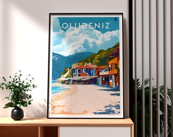 Oludeniz Turkey Travel Poster: Beach Wall Art Print