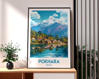 Pokhara Nepal Print: Himalayas Travel Poster