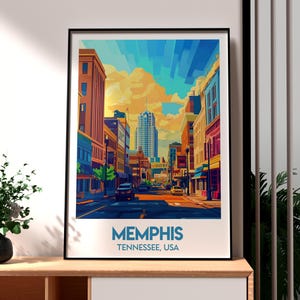 Impresión de Memphis - Arte mural de Tennessee - Póster de un estado de EE. UU. - Póster de música country - Impresión de viajes por EE. UU. - Impresión de la ciudad de Memphis - Póster de Tennessee