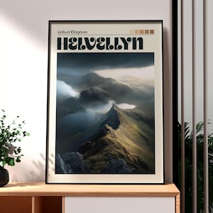 Helvellyn Print - The Lake District Wall Art -  UK Countryside Poster - Travel Wall Art - UK Poster - Helvellyn Hiking Poster - UK Walking
