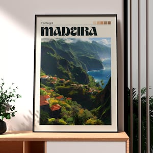 Madeira Portugal Travel Poster: Europe Wall Art Print