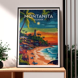 Montanita Poster - Ecuador Art - Ecuador Travel Print - Montanita Wall Art - Ecuador Travel Print - Backpacking Poster - South America Art