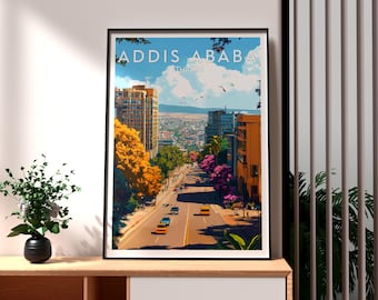 Addis Abeba Poster: Etiopien Resetryck, Afrikansk stadsväggkonst