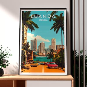 Póster de Luanda - Impresión de Angola - Arte mural de viajes a Luanda - Arte de viajes a África - Arte de Angola - Póster de vida silvestre africana - Arte mural de la ciudad de Luanda
