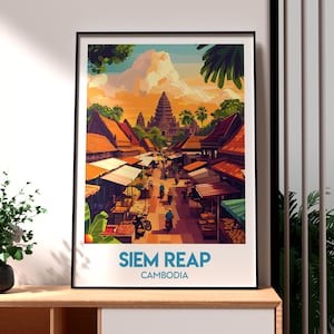 Siem Reap Print - Cambodia Wall Art - Cambodia Poster - Siem Reap Wall Art - SE Asia Travel Poster - Angkor Wat Temple Print - Cambodia Art