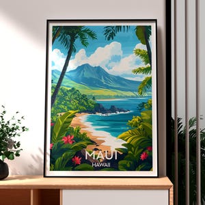 Maui Print - Hawaii Wall Art - Maui Hawaii Poster - Maui Volcanoes Wall Art - Gift for Traveller - Hawaii Mountains Wall Art - Maui Print