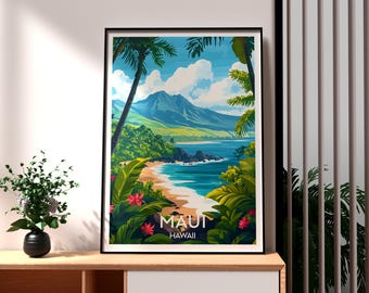昼12時まで値下げ　ドームアート　マウイ島　フラワーアート　ハワイ　額　壁掛 マウイ島ハワイ旅行ポスター：火山と山の壁アート - Etsy 日本