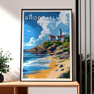 Arte mural de Rhode Island - Impresión de Rhode Island - Póster del estado de Rhode Island - Arte mural de EE. UU. - Regalo para viajeros - Impresión de viaje a EE. UU. - Newport Art