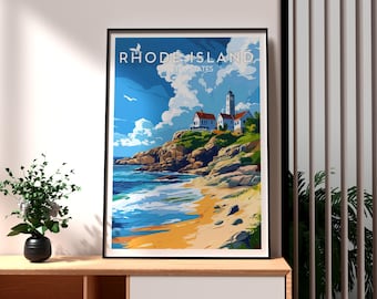 Rhode Island Travel Poster: Newport Coastal Art Print