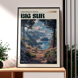 Impresión de Big Sur - Arte mural de California - Póster de Big Sur - Arte mural de parques nacionales de EE. UU. - Impresión artística de la costa de California - Ruta estatal uno de Big Sur