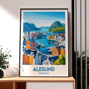 Alesund Norway Print: Modern Travel Poster, City Wall Art