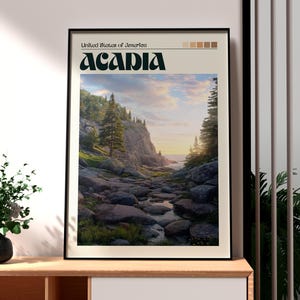 Impresión del Parque Nacional Acadia - Arte mural de Maine - Póster de un estado de EE. UU. - Arte mural de EE. UU. - Regalo para viajeros - Impresión de viaje por EE. UU. - Arte de parques nacionales de EE. UU.