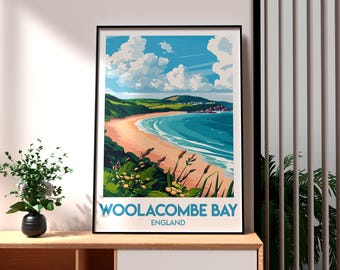 Woolacombe Bay Art Print: Devon Coast, UK Travel Poster