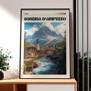 Cortina d&#39;Ampezzo Print - Italy Wall Art - Italy Poster - Travel Wall Art - Europe Poster - Cortina Italy Art - Skiing Poster - Dolomites
