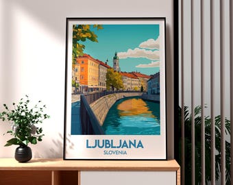 Impresión artística de Liubliana, Eslovenia: Póster de viaje por Europa