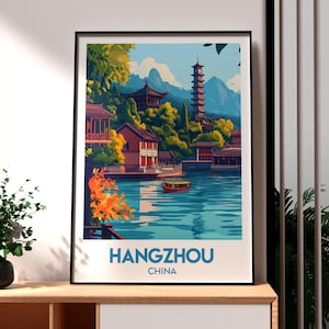 Hangzhou Print - China Wall Art - Chinese Art Poster - Travel Wall Art - Hangzhou City Art - Gift for Traveller - Chinese City Art - China