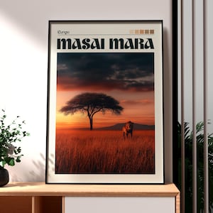 Masai Mara Nature Reserve Poster - Kenya Print - Masai Mara Travel Art - Africa Travel Art - Kenya Wall Art - Africa Wildlife Poster Safari