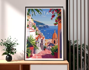 Positano Italy Print: Amalfi Coast Travel Poster