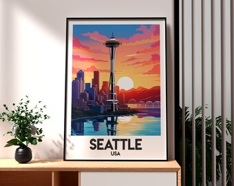 Seattle Space Needle Art Print: Washington State Travel Poster