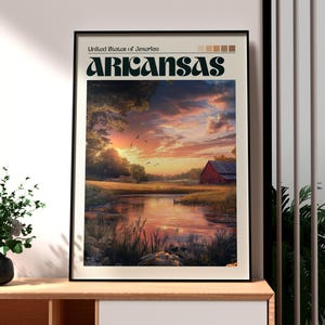 Impresión de Arkansas - Arte mural de Arkansas - Póster del estado de EE. UU. - Póster del estado de Arkansas - Impresión de viaje de EE. UU. - Impresión de Little Rock - Impresión artística del estado de EE. UU.