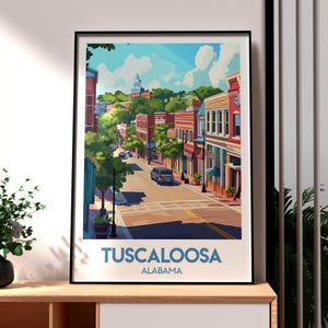 Impresión de Tuscaloosa - Arte mural de Alabama - Póster del estado de EE. UU. - Póster de Tuscaloosa, Alabama - Impresión de viaje de EE. UU. - Impresión de la ciudad de Tuscaloosa - Arte mural de EE. UU.