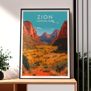 Zion National Park Wall Art - Utah Poster - Travel Wall Art - US National Park Poster - Zion Poster - Utah National Park Print - Zion Art