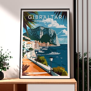 Gibraltar Print - Gibraltar Wandkunst - Rock von Gibraltar Wandkunst - Europa Reise Print - Bucht von Gibraltar Druck - Gibraltar Reise Print