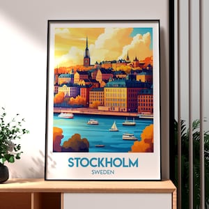 Stockholm Print - Sweden Wall Art - Stockholm Travel Art - Sweden Poster - Stockholm Old Town - Sweden Travel Print - Stockholm River Art