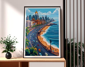 Mumbai Travel Print - India Wall Art - India Art - Mumbai Art - Mumbai Poster - India Travel Print - Gift for Traveller - Mumbai Harbour