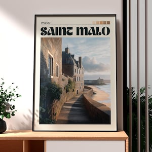 Impressão de Saint-Malo - Arte de parede da França - Pôster de Saint-Malo - Arte de viagem da cidade da França - Presente para viajante - Impressão de viagem da França - Pôster da Bretanha