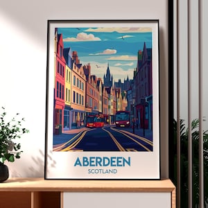 Impression d&#39;Aberdeen - art mural Ecosse - affiche de la ville d&#39;Aberdeen - art mural Royaume-Uni - cadeau pour voyageur - impression Ecosse - art de la ville d&#39;Aberdeen - Ecosse